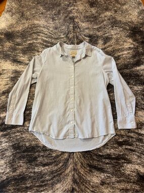 Blue Mountain Women’s Easy Breezy Striped Button Down Top, Size Large